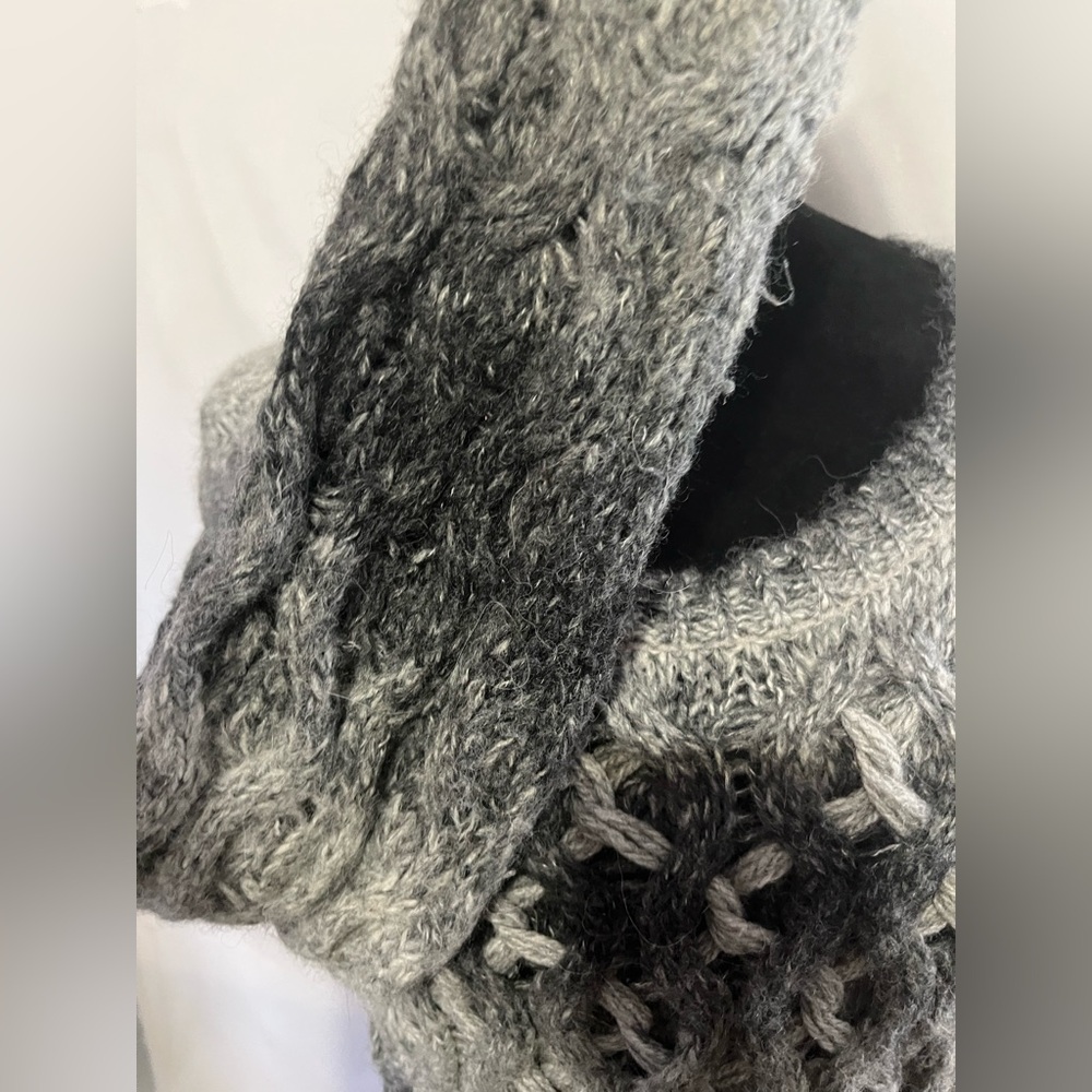 Sundance sweater alpaca‎ wool cable knit Gradient gray small eclectic grunge - Picture 5 of 7